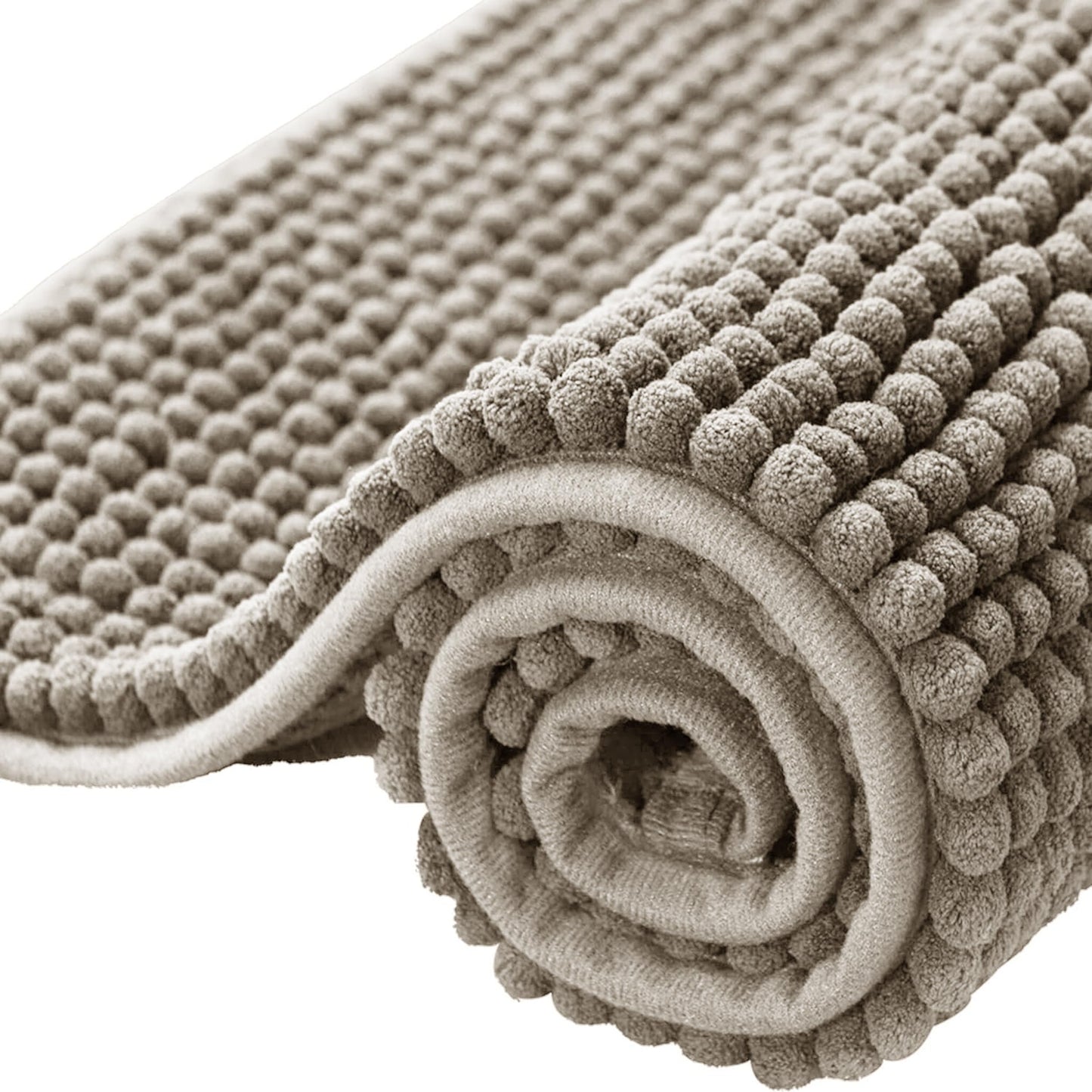 Bath Mat Non Slip Anti Mould 40 x 60 cm – Grey Chenille Bathroom Mat Extra Soft & Fluffy Bathmat Machine Washable Super Water Absorption Shower Mat