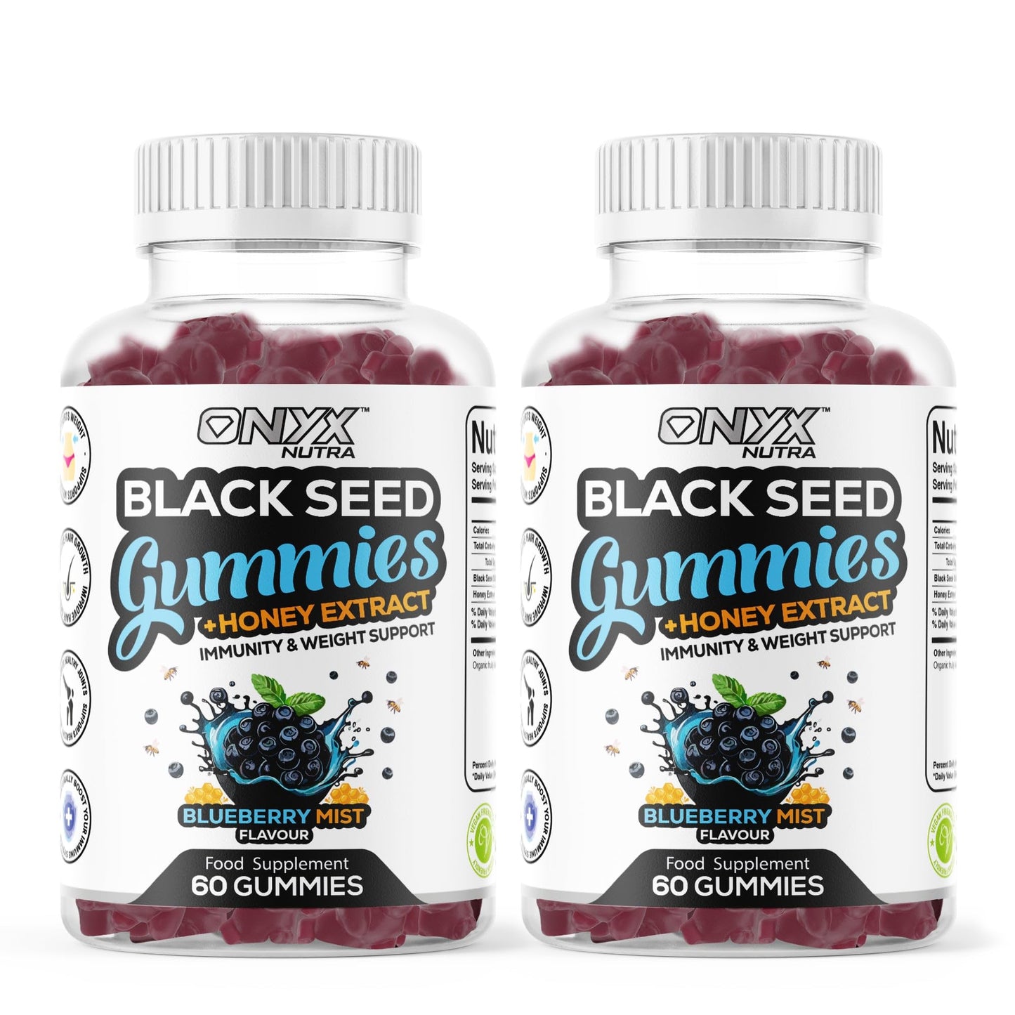 Black Seed Oil Gummies 2000mg with Honey Extract – Halal, Immunity & Weight Support, Hair Growth & Joint Support, Vegan & Vegetarian – 60 Gummies (30 Servings)