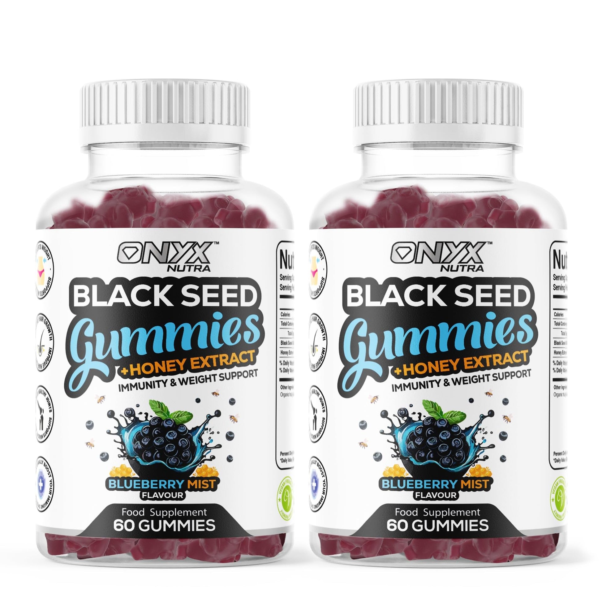 Black Seed Oil Gummies 2000mg with Honey Extract – Halal, Immunity & Weight Support, Hair Growth & Joint Support, Vegan & Vegetarian – 60 Gummies (30 Servings)