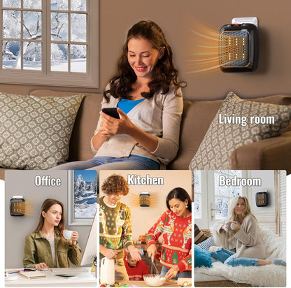 Plug in Heater, 1200W Fan Heaters for Home 2 Mode PTC Ceramic Heaters 1-12H Timer Overheating Protection w Remote Control Electric Heater Energy Efficient BS Plug for Bedroom Office Kitchen Bathroom