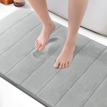 KEPLIN Memory Foam Bath Mat - Ultra-Soft, Highly Absorbent, Non-Slip, Machine Washable - Luxurious Comfort for Home & Bathroom Floors (Light Blue, 40 x 60cm)