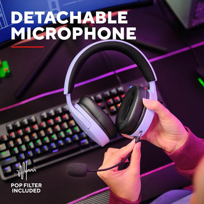 Trust Gaming GXT 489 Fayzo Gaming Headset for PC, PS5, PS4, Xbox Series X|S, Switch, Mobile, 3.5 mm Jack, 35% Recycled Plastics, Over-Ear Wired Headphones with Noise Cancelling Microphone - Purple