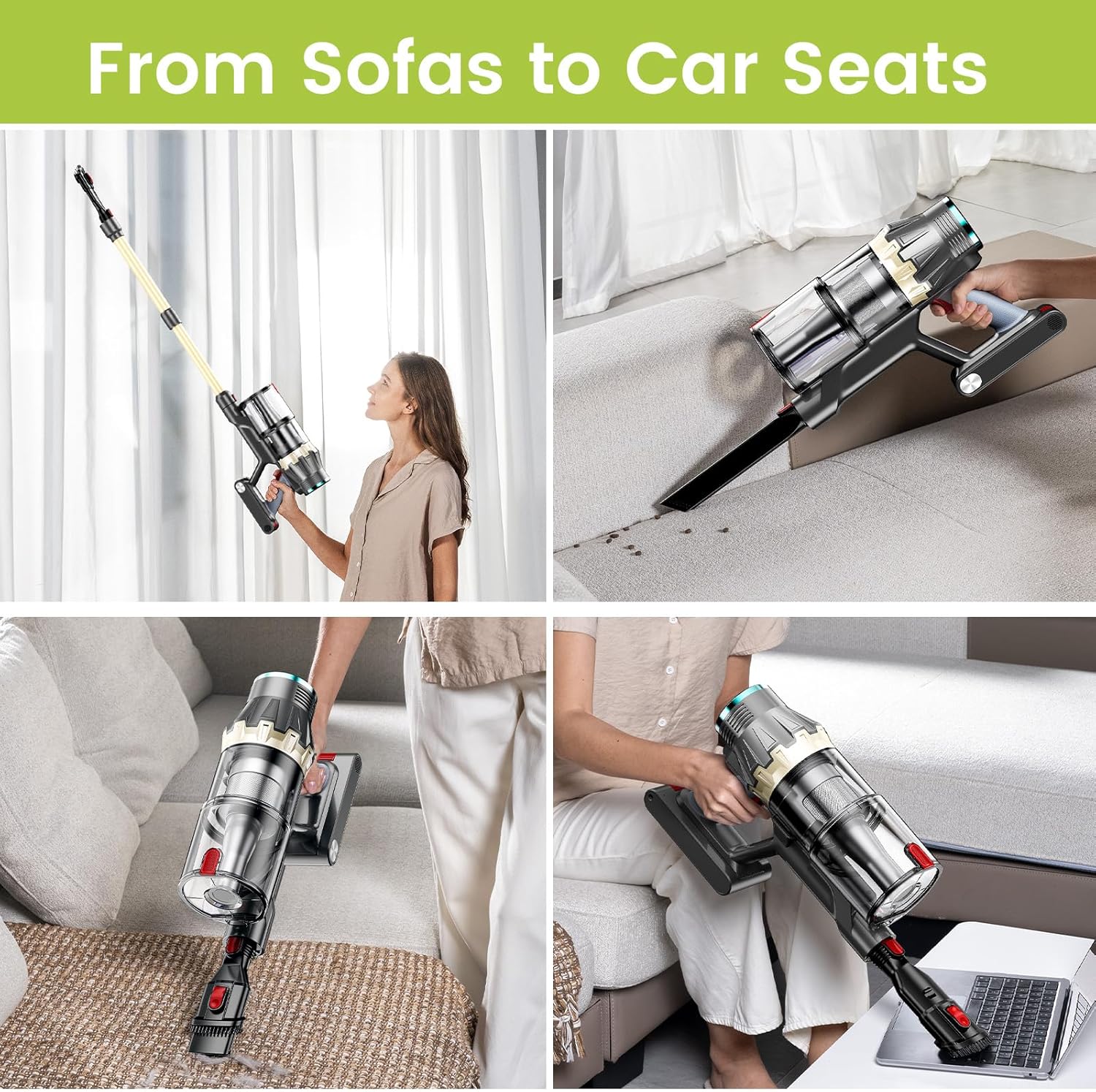 XT1 Cordless Vacuum Cleaner, 48Kpa/550W Powerful Suction with Touch Screen & Anti-Tangle Roller Brush, up to 70 mins Run Time, Stick Vauum Cleaner for for Hardwood Floor Carpet Car Pet Hair