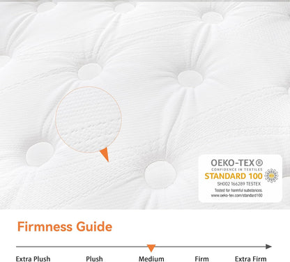 TeQsli Single Mattress 3FT, 10 Inch Gel Memory Foam 7 Zone Orthopedic Single Mattress Pocket Sprungs Wave Foam Hybrid - Medium Firm Motion - Isolation 90x190x25 cm