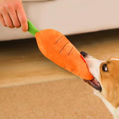 TUGME Cute Carrot With Soft Squeaker Carrot Shape Pet Plush Toy With Sound Bite-Resistant Soft Comfortable Dog Toy