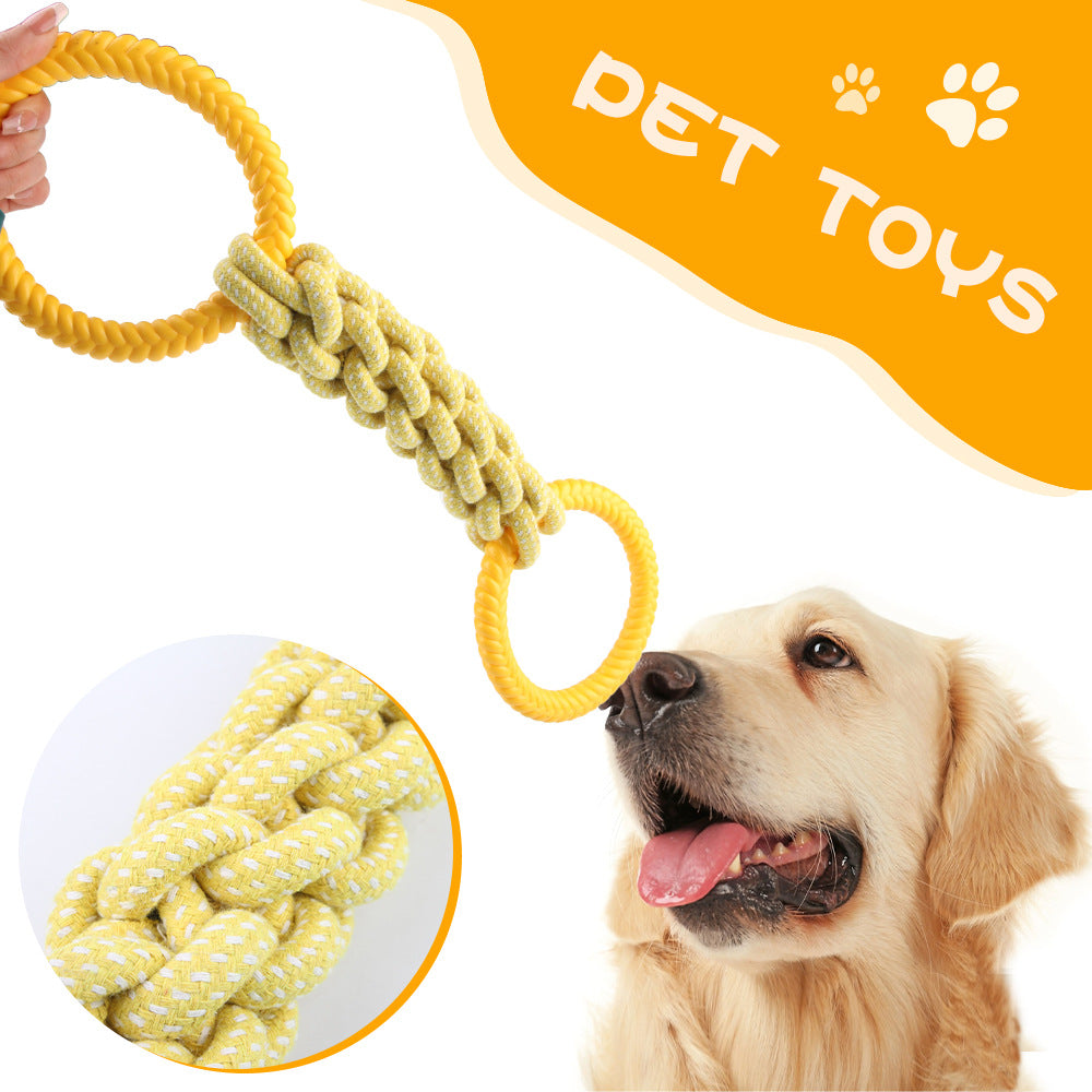TUGME Natural Cotton Rope Dog Toys Tough And Interactive Dog Tug Toy With 2 Handle Dog Pull Rope Teeth Cleaning Puppy Chew Toy Supply