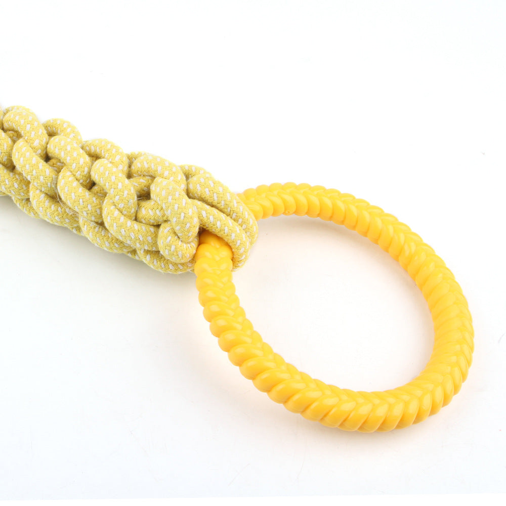 TUGME Natural Cotton Rope Dog Toys Tough And Interactive Dog Tug Toy With 2 Handle Dog Pull Rope Teeth Cleaning Puppy Chew Toy Supply