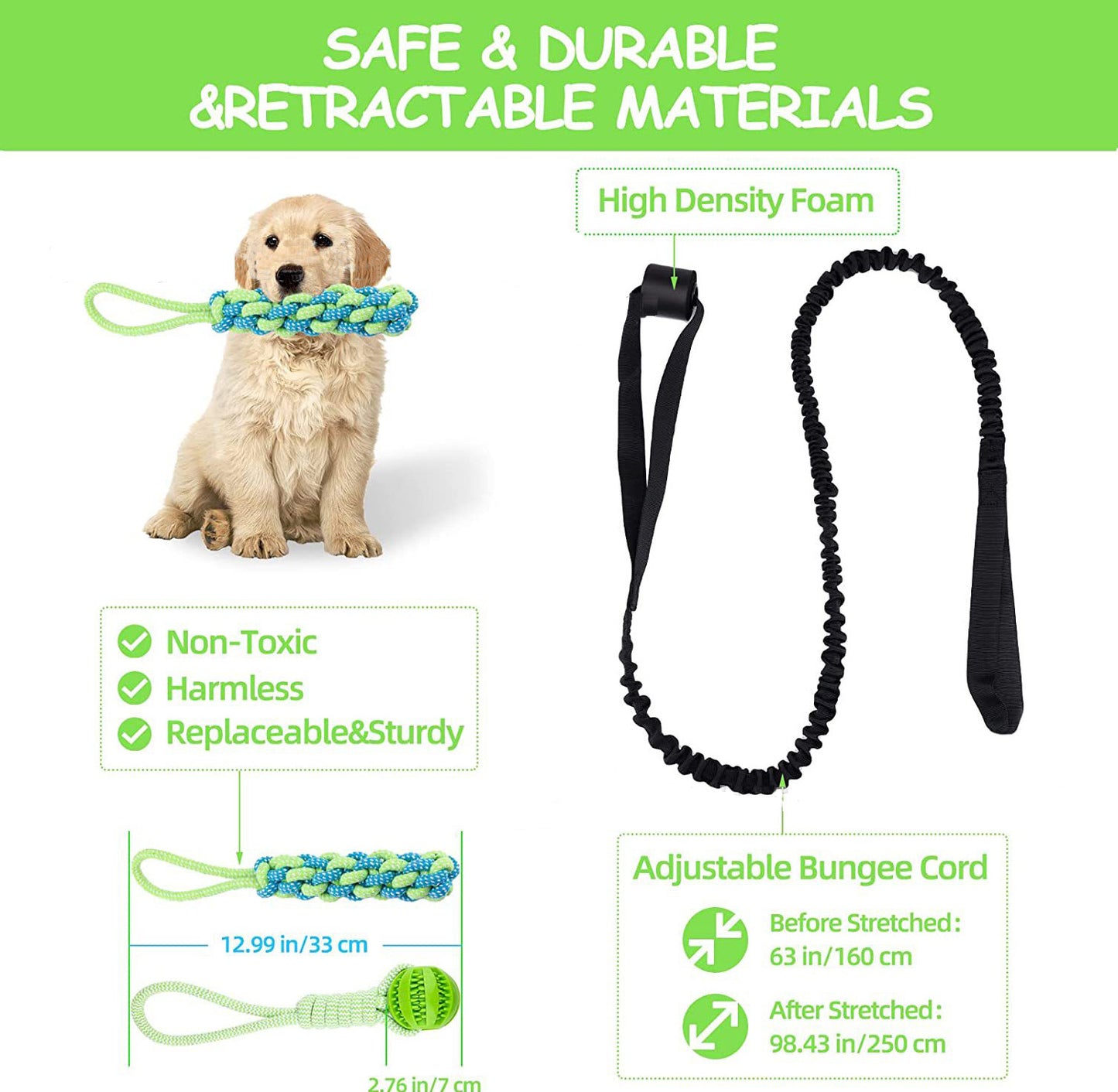 TUGME Dog Tug Of War Rope Molar Cleaning Tooth Bite Rope Toy Outdoor Inner