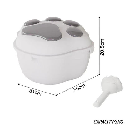 Dog Food Storage Container Claw Pet Grain Storage Bucket, Container With Cute Lid And Scoop Large Pet Food Storage For Dog, Cat And Other Pet