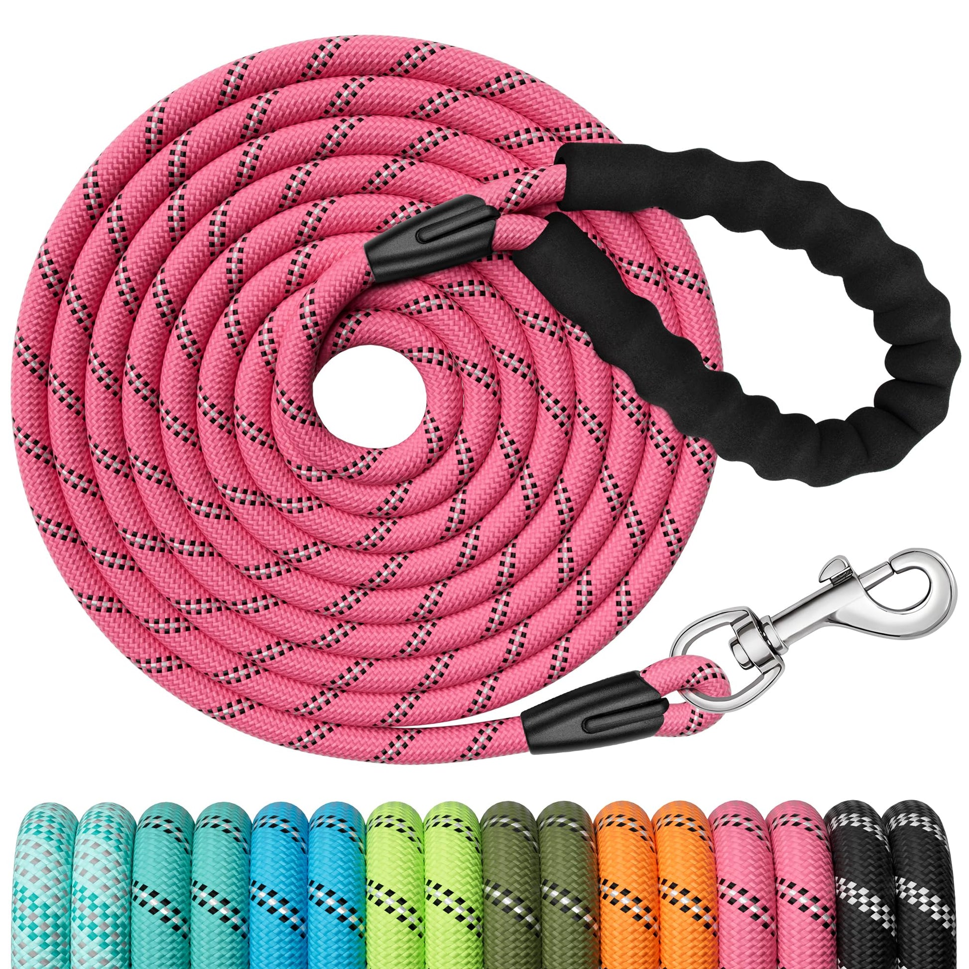 X XBEN Training Leads for Dogs, 3M 5M 10M 15M 20M 25M 30M Strong Rope Long line Dog Lead Leash with Soft Padded Handle and Heavy Duty Hook, Reflective Recall Training Leads for Large Medium Small Dog