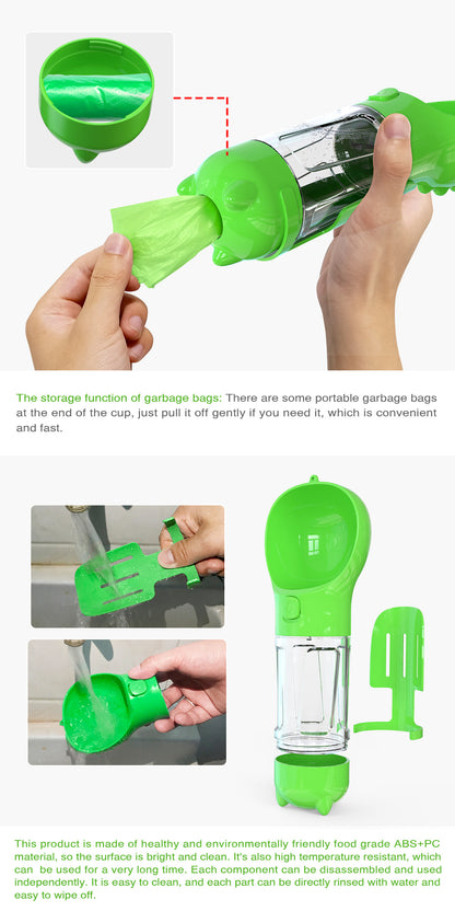 4 in 1 Pet Multi-functional Water Bottle Capacity: 300ml - 500ml