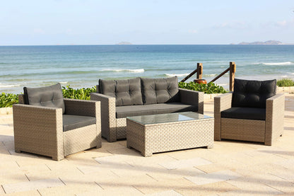 Barcelona Luxury 10 Seater Casual Dining Rattan Garden Set with Cushions, Grey/Brown, 191 x 177 x 87 cm