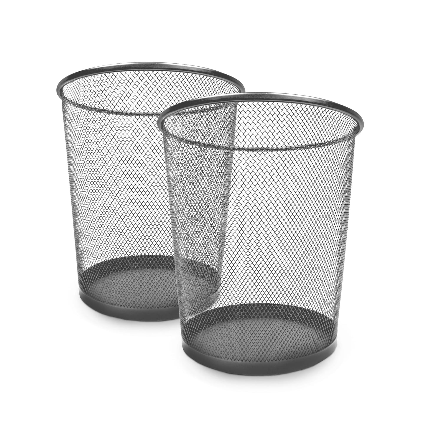 KEPLIN Round Trash Can Bin - 1 Pack Black Non-slip Mesh Bins | Waste Paper Bin | Sturdy Metal Bin Indoor Waste Bin for Home, Bedroom, Office, Bathroom, Living Room, Kitchen