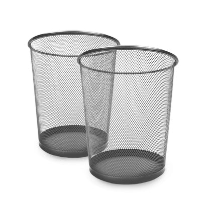 KEPLIN Round Trash Can Bin - 1 Pack Black Non-slip Mesh Bins | Waste Paper Bin | Sturdy Metal Bin Indoor Waste Bin for Home, Bedroom, Office, Bathroom, Living Room, Kitchen