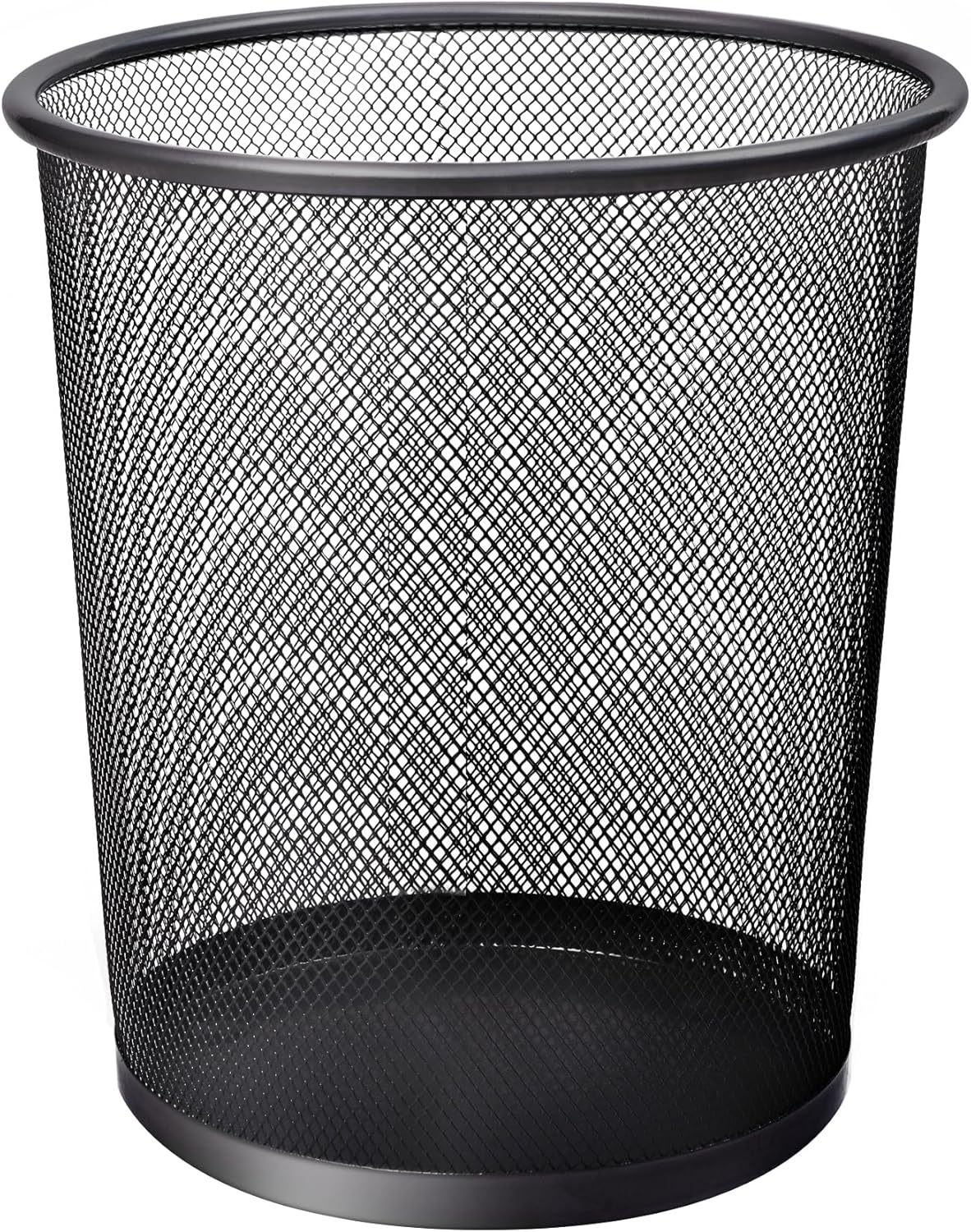 KEPLIN Round Trash Can Bin - 1 Pack Black Non-slip Mesh Bins | Waste Paper Bin | Sturdy Metal Bin Indoor Waste Bin for Home, Bedroom, Office, Bathroom, Living Room, Kitchen
