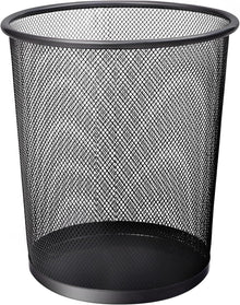 KEPLIN Round Trash Can Bin - 1 Pack Black Non-slip Mesh Bins | Waste Paper Bin | Sturdy Metal Bin Indoor Waste Bin for Home, Bedroom, Office, Bathroom, Living Room, Kitchen