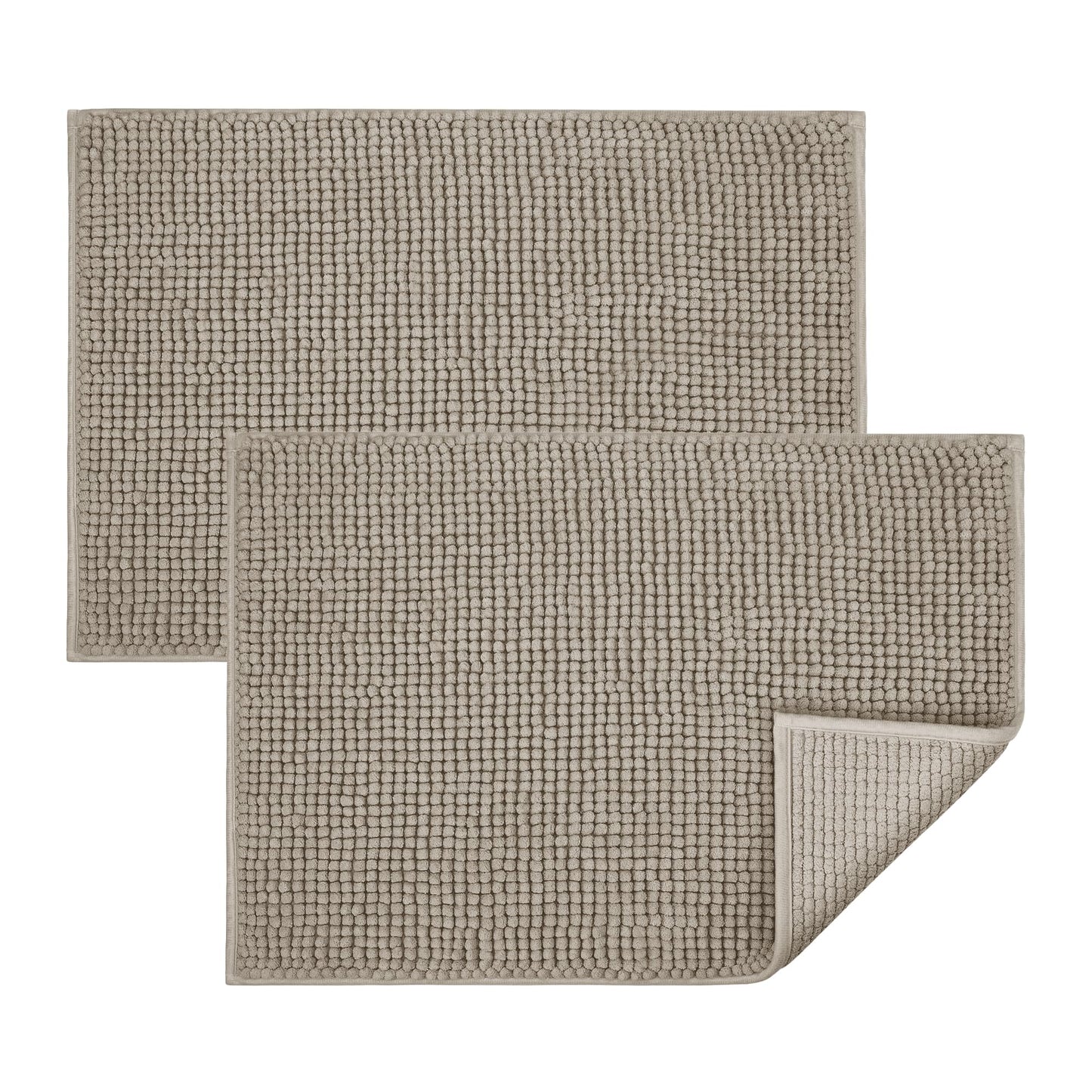 Bath Mat Non Slip Anti Mould 40 x 60 cm – Grey Chenille Bathroom Mat Extra Soft & Fluffy Bathmat Machine Washable Super Water Absorption Shower Mat