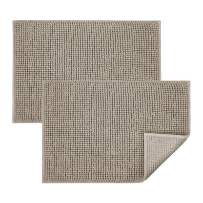 Bath Mat Non Slip Anti Mould 40 x 60 cm – Grey Chenille Bathroom Mat Extra Soft & Fluffy Bathmat Machine Washable Super Water Absorption Shower Mat