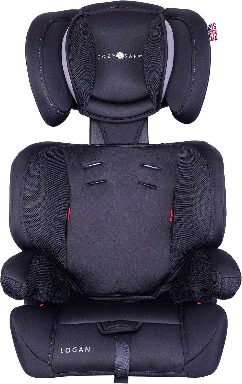 Cozy N Safe Logan Group 1/2/3 Car Seat 9-36kg, 9 Months to 12 Years, 5 Point Harness, Forward Facing, Side Impact Protection, Adjustable Headrest, Lightweight, Child, Toddler Car Seat - Black/Grey