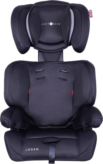 Cozy N Safe Logan Group 1/2/3 Car Seat 9-36kg, 9 Months to 12 Years, 5 Point Harness, Forward Facing, Side Impact Protection, Adjustable Headrest, Lightweight, Child, Toddler Car Seat - Black/Grey