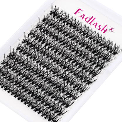 FADLASH DIY Lash Extension Kit Individual Lashes Clusters30P+40P D Curl 8-16mm Lash Bond and Seal, Clusters Lash Glue Remover and Eyelash Tweezers for Eyelash Extensions