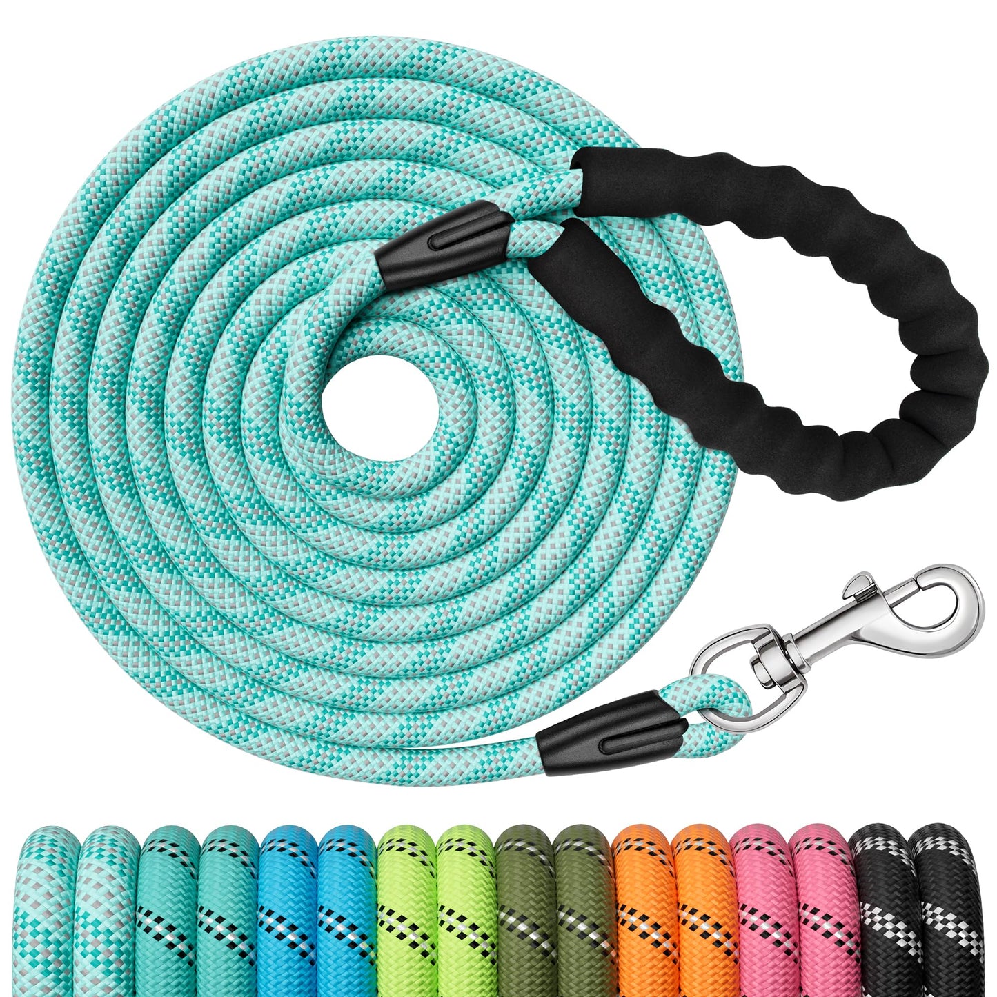 X XBEN Training Leads for Dogs, 3M 5M 10M 15M 20M 25M 30M Strong Rope Long line Dog Lead Leash with Soft Padded Handle and Heavy Duty Hook, Reflective Recall Training Leads for Large Medium Small Dog