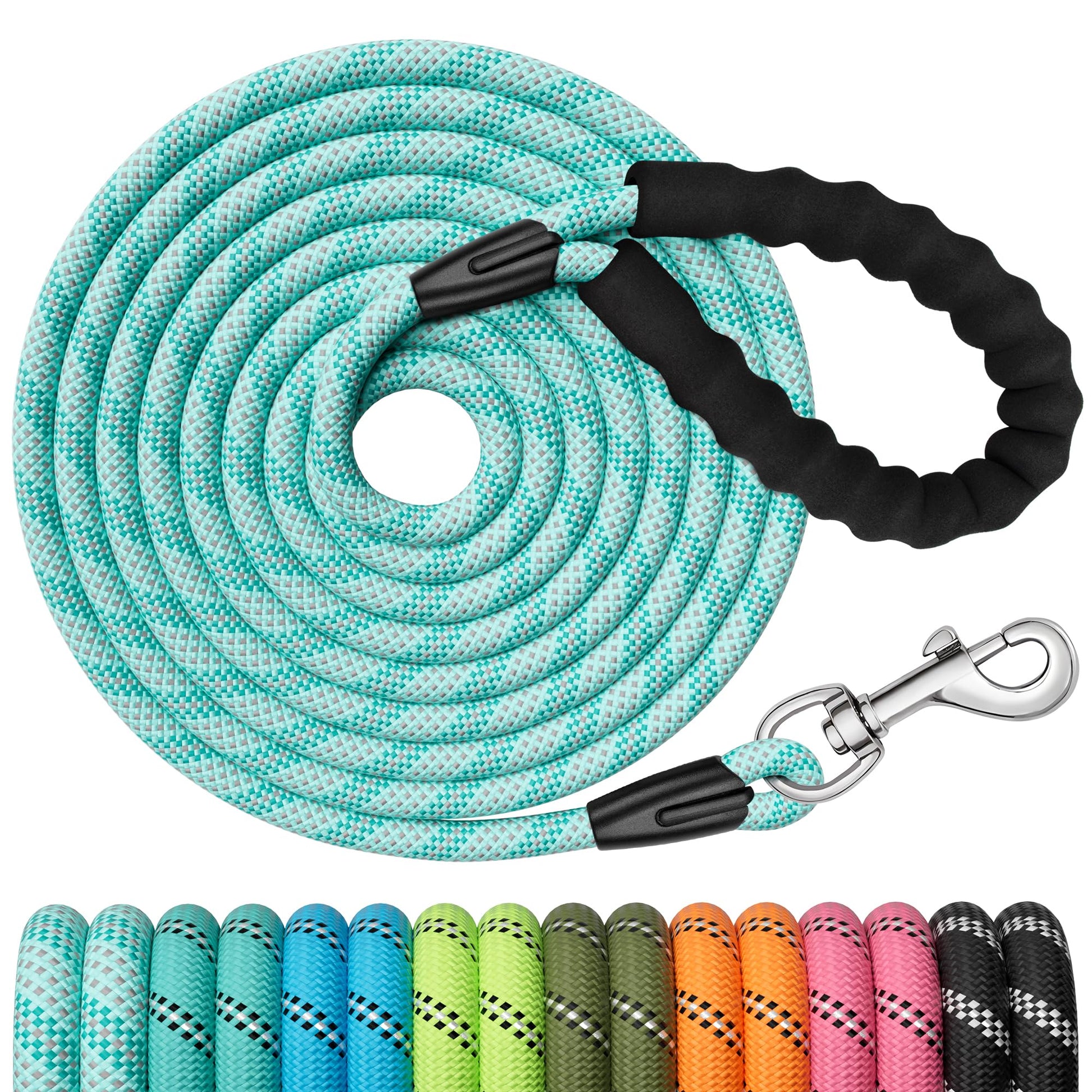X XBEN Training Leads for Dogs, 3M 5M 10M 15M 20M 25M 30M Strong Rope Long line Dog Lead Leash with Soft Padded Handle and Heavy Duty Hook, Reflective Recall Training Leads for Large Medium Small Dog