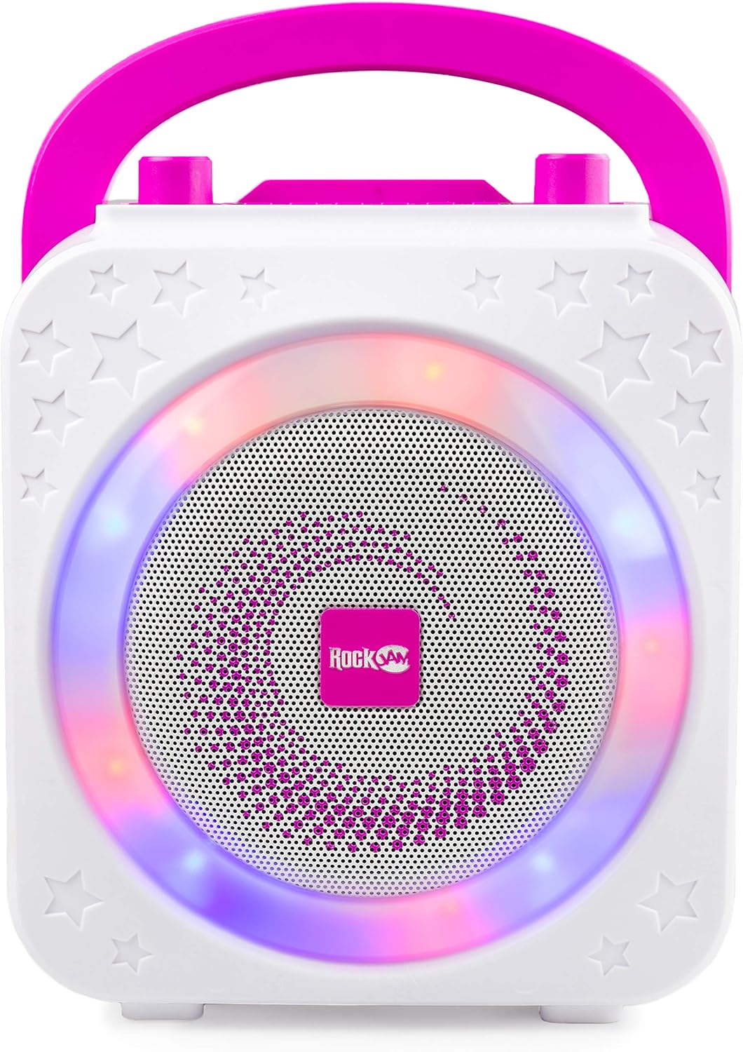RockJam 10-Watt Rechargeable Bluetooth Karaoke Machine with Two Mics, Lightshow & Voice Effects