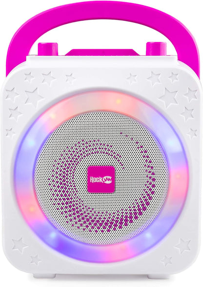RockJam 10-Watt Rechargeable Bluetooth Karaoke Machine with Two Mics, Lightshow & Voice Effects