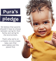Pura Eco Flushable Baby Wipes - 1 Pack (60 Wipes) 100% Plastic Free, 99% Water, Suitable for Sensitive, Eczema Prone Skin, Newborn Baby & Toddlers, Biodegradable, Vegan, Potty Training