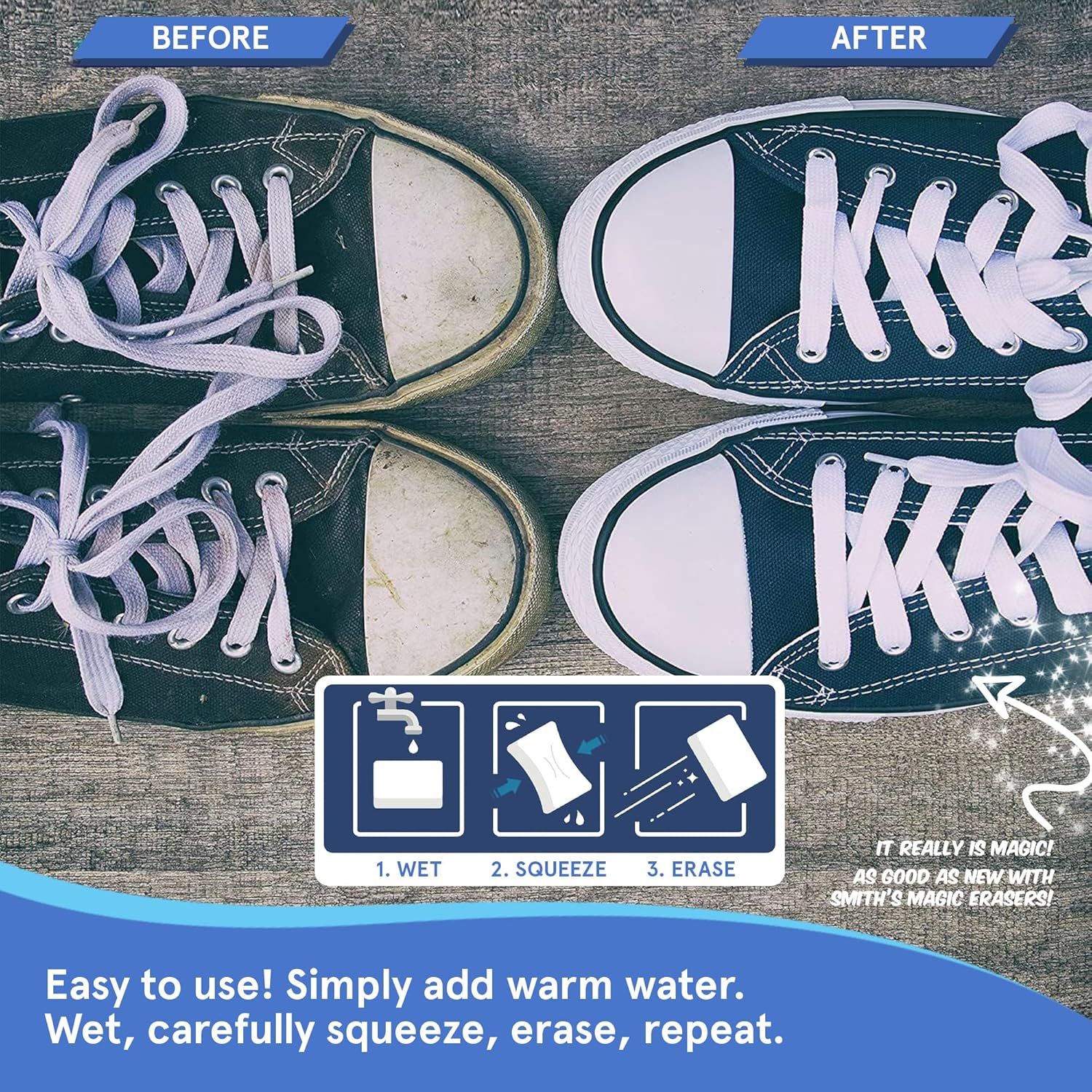 Magic Erasers for Cleaning by Smith’s | 10 Pack | Trusted by Professional Cleaners | Serving UK Homes for Over 10+ Years | 8X Stronger Than Cellulose | Chemical Free