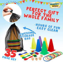 Kids Games Outdoor Play Equipment for Kids Adults Family Garden Toys Sports Day Kit Egg and Spoon Race Ring Toss Sack Race Bean Bag Snakes and Ladders (4 in 1 Set)