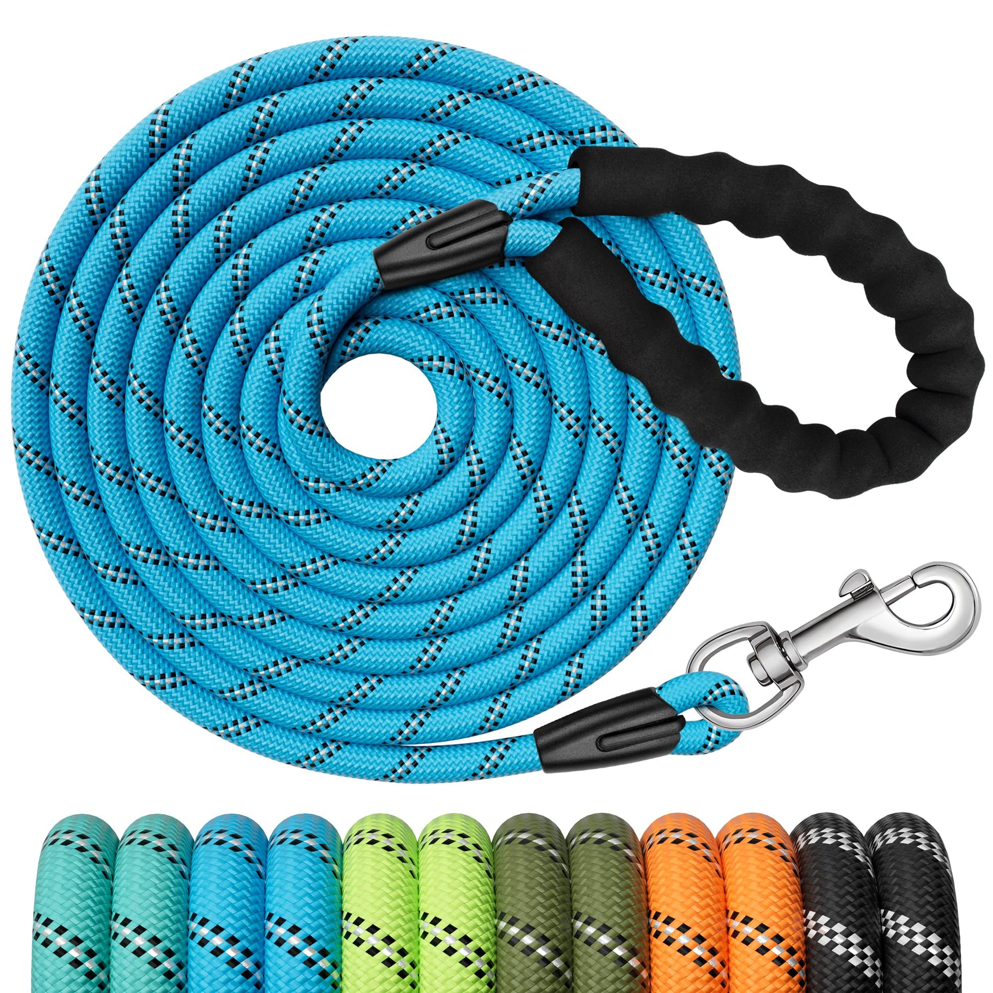X XBEN Training Leads for Dogs, 3M 5M 10M 15M 20M 25M 30M Strong Rope Long line Dog Lead Leash with Soft Padded Handle and Heavy Duty Hook, Reflective Recall Training Leads for Large Medium Small Dog