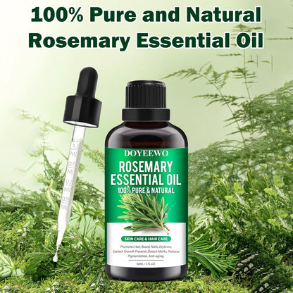 Rosemary Oil for Hair Growth,100% Pure & Natural Rosemary Essential Oil,Grapessed Oil for Skin & Hair Care & Eyelash Eyebrows Growth,Non-Greesy Hair Growth Oil/Serum Hair Loss Treatment for Women(2