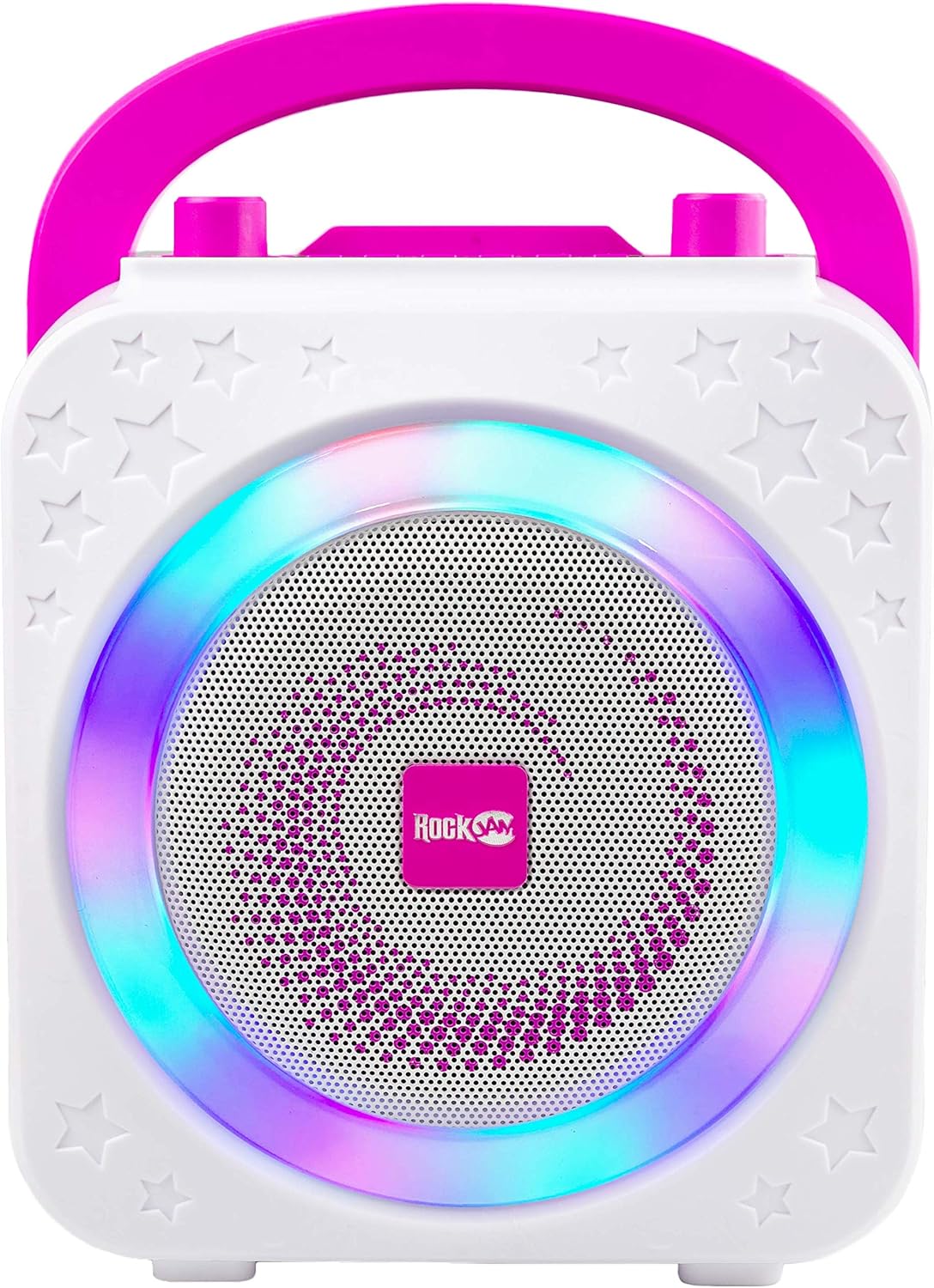 RockJam 10-Watt Rechargeable Bluetooth Karaoke Machine with Two Mics, Lightshow & Voice Effects