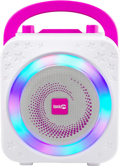 RockJam 10-Watt Rechargeable Bluetooth Karaoke Machine with Two Mics, Lightshow & Voice Effects