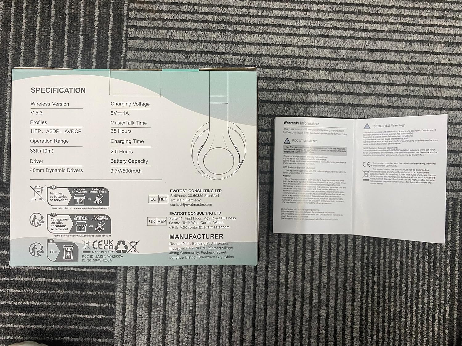 Uliptz Wireless Headphones Over Ear, 65 Hrs Playtime Bluetooth Headphones, 6 EQ Modes Foldable Lightweight Headphones Wireless, Foldable Bluetooth 5.3 for Travel/Office/PC (Black)