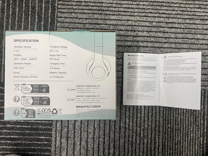 Uliptz Wireless Headphones Over Ear, 65 Hrs Playtime Bluetooth Headphones, 6 EQ Modes Foldable Lightweight Headphones Wireless, Foldable Bluetooth 5.3 for Travel/Office/PC (Black)