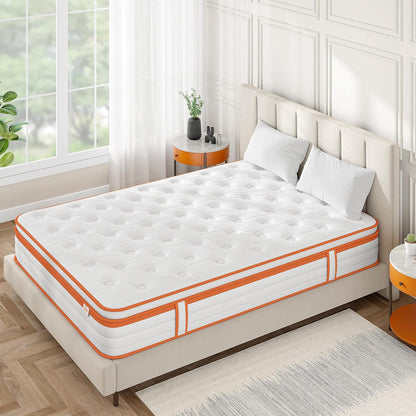 TeQsli Single Mattress 3FT, 10 Inch Gel Memory Foam 7 Zone Orthopedic Single Mattress Pocket Sprungs Wave Foam Hybrid - Medium Firm Motion - Isolation 90x190x25 cm