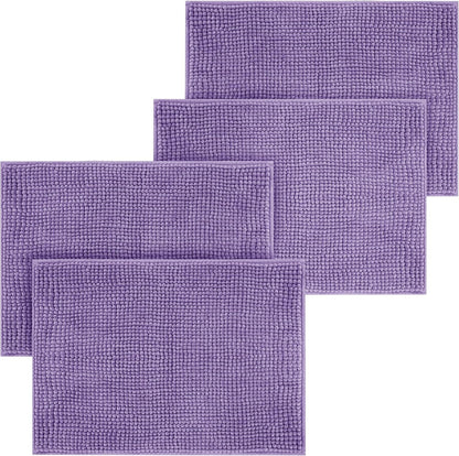 Bath Mat Non Slip Anti Mould 40 x 60 cm – Grey Chenille Bathroom Mat Extra Soft & Fluffy Bathmat Machine Washable Super Water Absorption Shower Mat