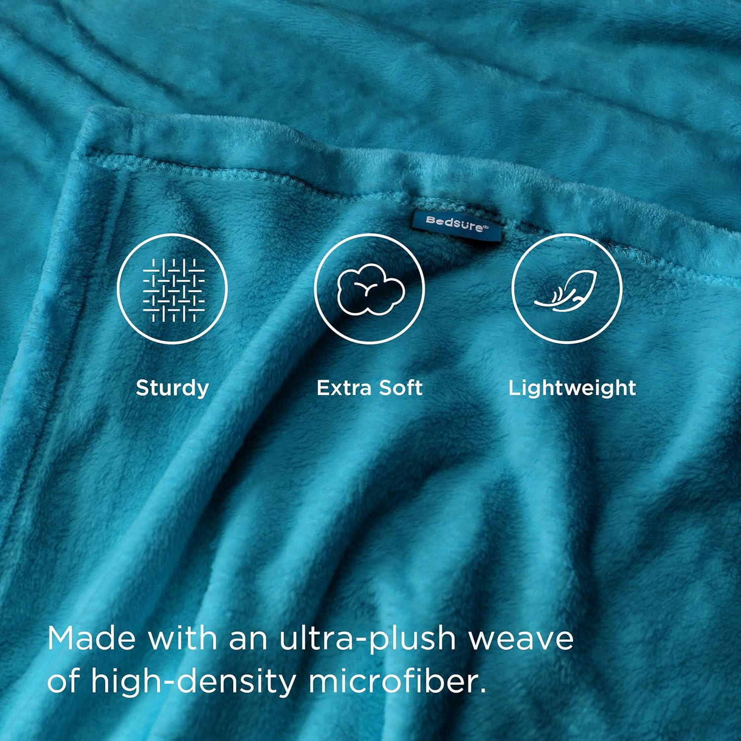 Bedsure Fleece Blanket for Bed - Soft Cosy Fluffy Throw Blankets, Warm Large Throws for Audlts, Teal, 220x240 cm