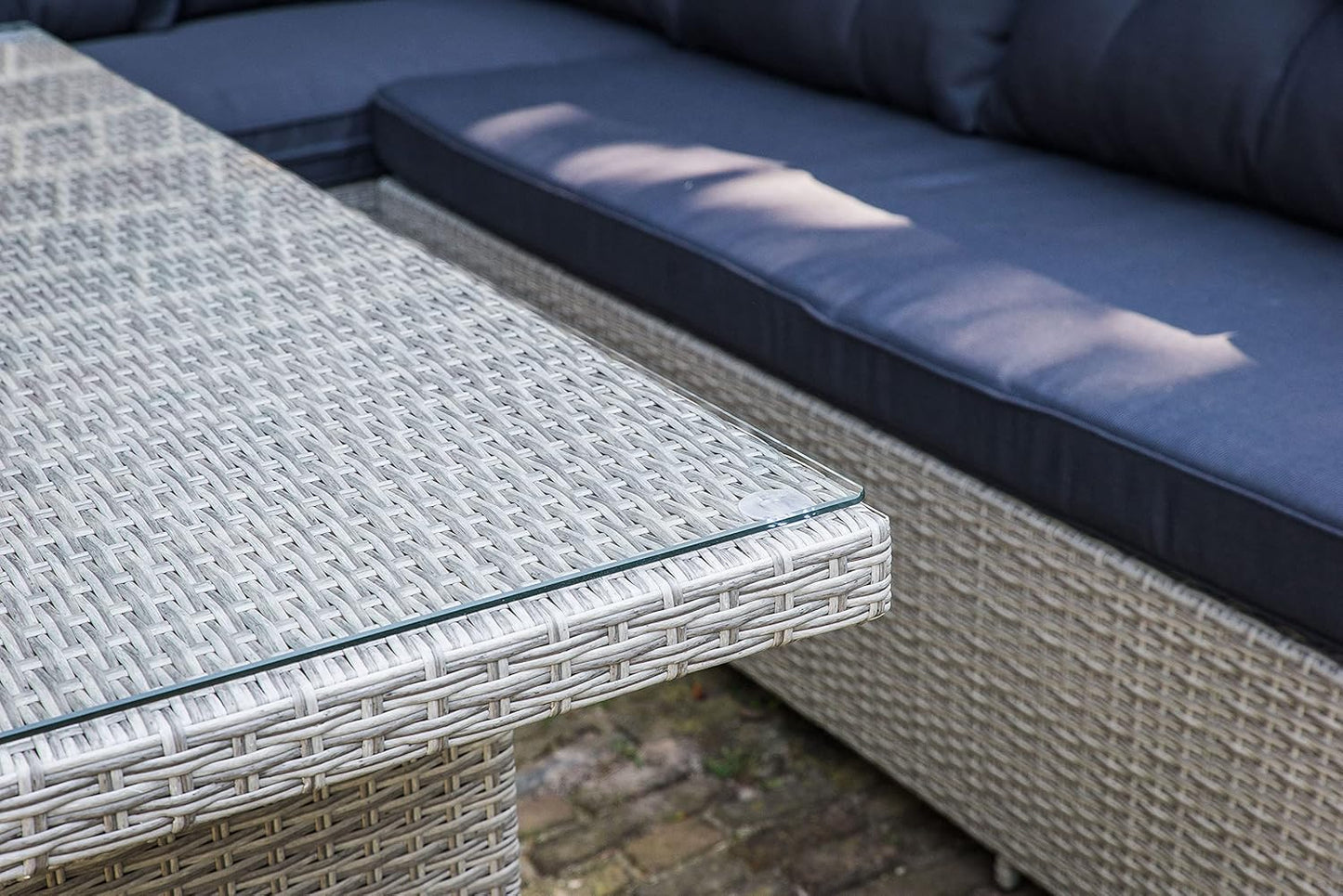 Barcelona Luxury 10 Seater Casual Dining Rattan Garden Set with Cushions, Grey/Brown, 191 x 177 x 87 cm