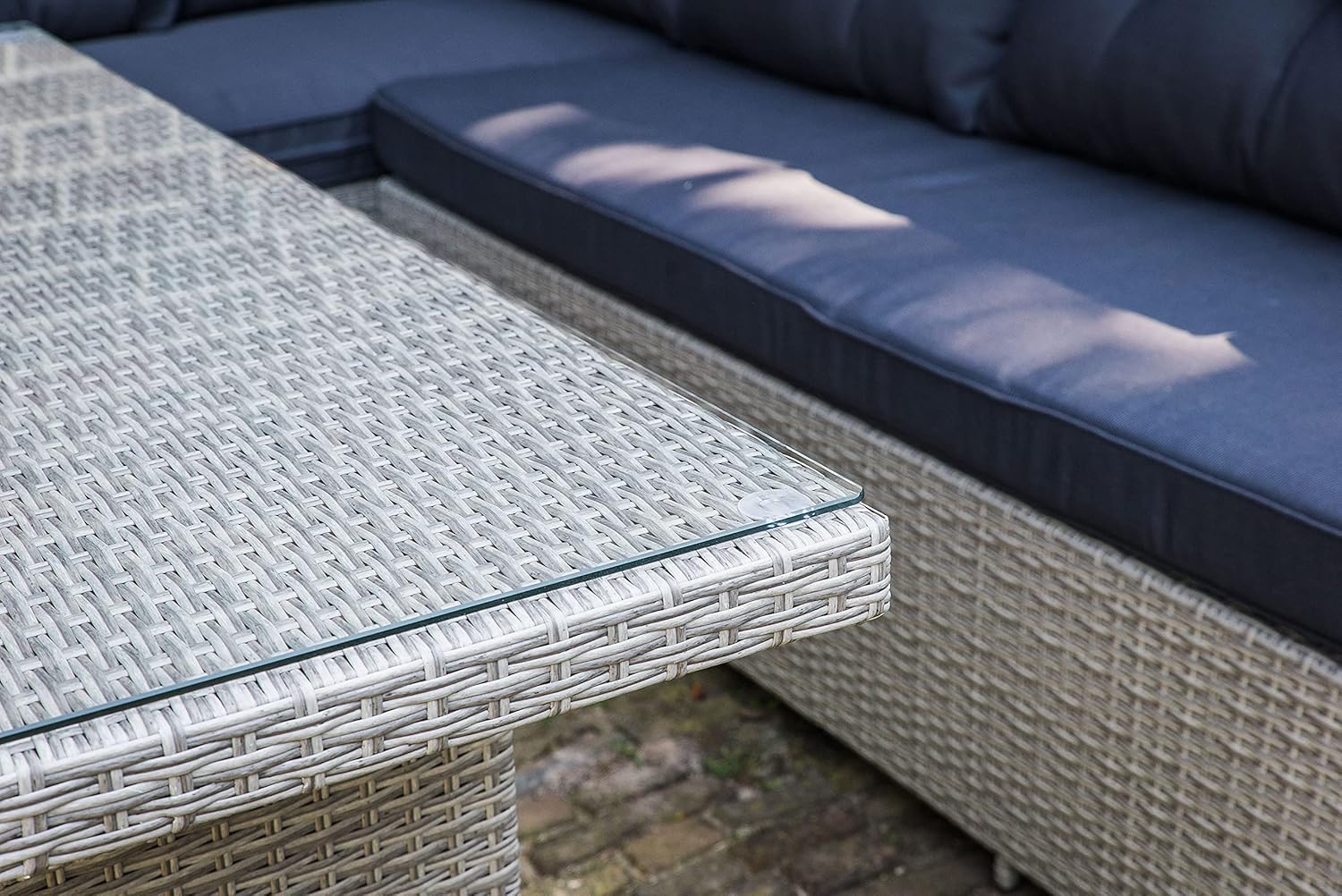 Barcelona Luxury 10 Seater Casual Dining Rattan Garden Set with Cushions, Grey/Brown, 191 x 177 x 87 cm