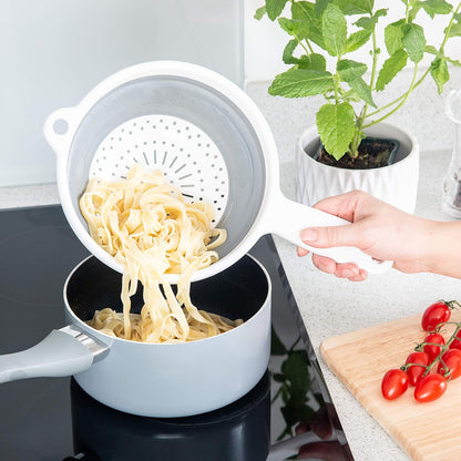 Addis 517522 "Pop & Store Collapsible Food Colander with Handle, White and Grey, 34 x 20 x 3 cm