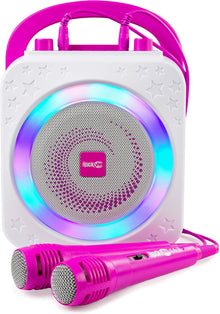 RockJam 10-Watt Rechargeable Bluetooth Karaoke Machine with Two Mics, Lightshow & Voice Effects