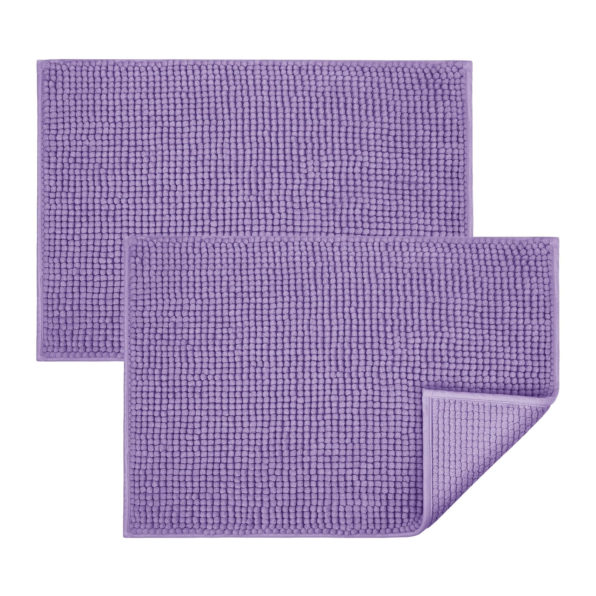 Bath Mat Non Slip Anti Mould 40 x 60 cm – Grey Chenille Bathroom Mat Extra Soft & Fluffy Bathmat Machine Washable Super Water Absorption Shower Mat