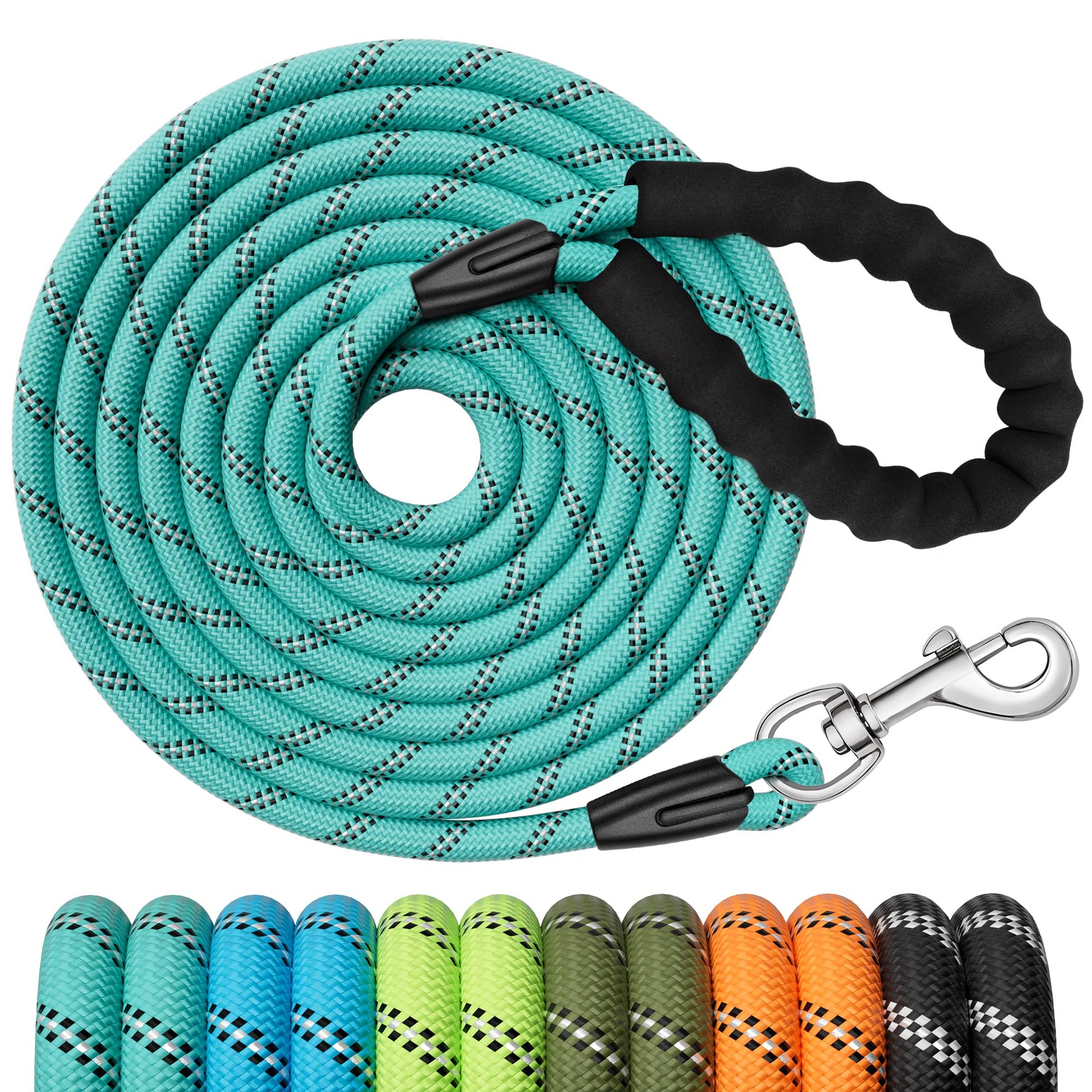 X XBEN Training Leads for Dogs, 3M 5M 10M 15M 20M 25M 30M Strong Rope Long line Dog Lead Leash with Soft Padded Handle and Heavy Duty Hook, Reflective Recall Training Leads for Large Medium Small Dog