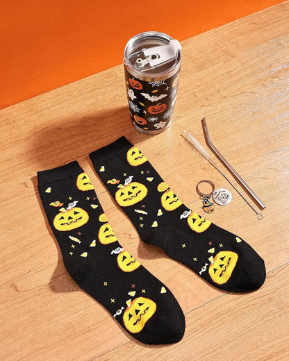 Halloween Gifts for Women Halloween Mug Socks 6-9 Pumpkin Keychain Haloween Accessories Ladies Gifts for Her Presents for Women Hallowee