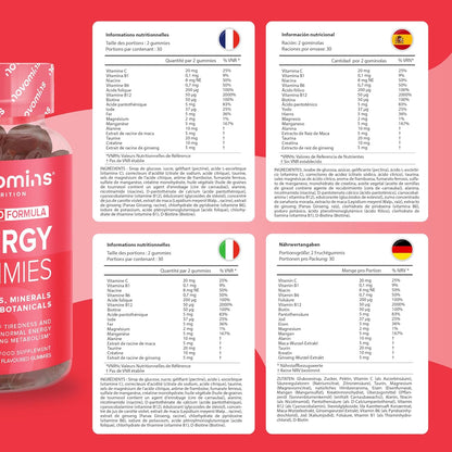 Energy Gummies - High Strength Energy Chews – Tastier Than Energy Gels, Drinks, Tablets and Pills – Caffeine Free Energy Boost Supplements for Running, Cycling, Studying - Made by Novomins