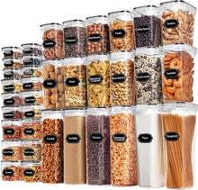 Skroam 36 Pack Airtight Food Storage Containers for Kitchen Pantry Organization and Storage, BPA Free, Plastic Kitchen Storage Containers with Lids for Flour, Sugar, and Cereal, Labels & Marker